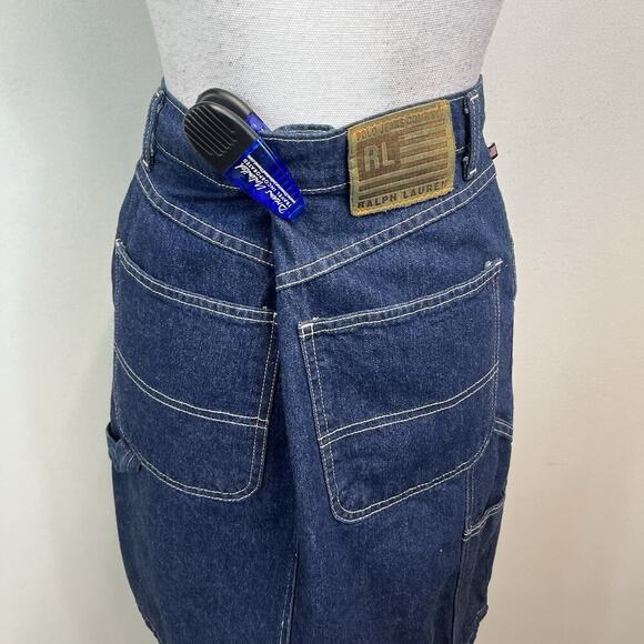 Ralph Lauren Polo Jeans Co. Skirt size 8 Denim Jean Carpenter Pockets A Line - Picture 6 of 9